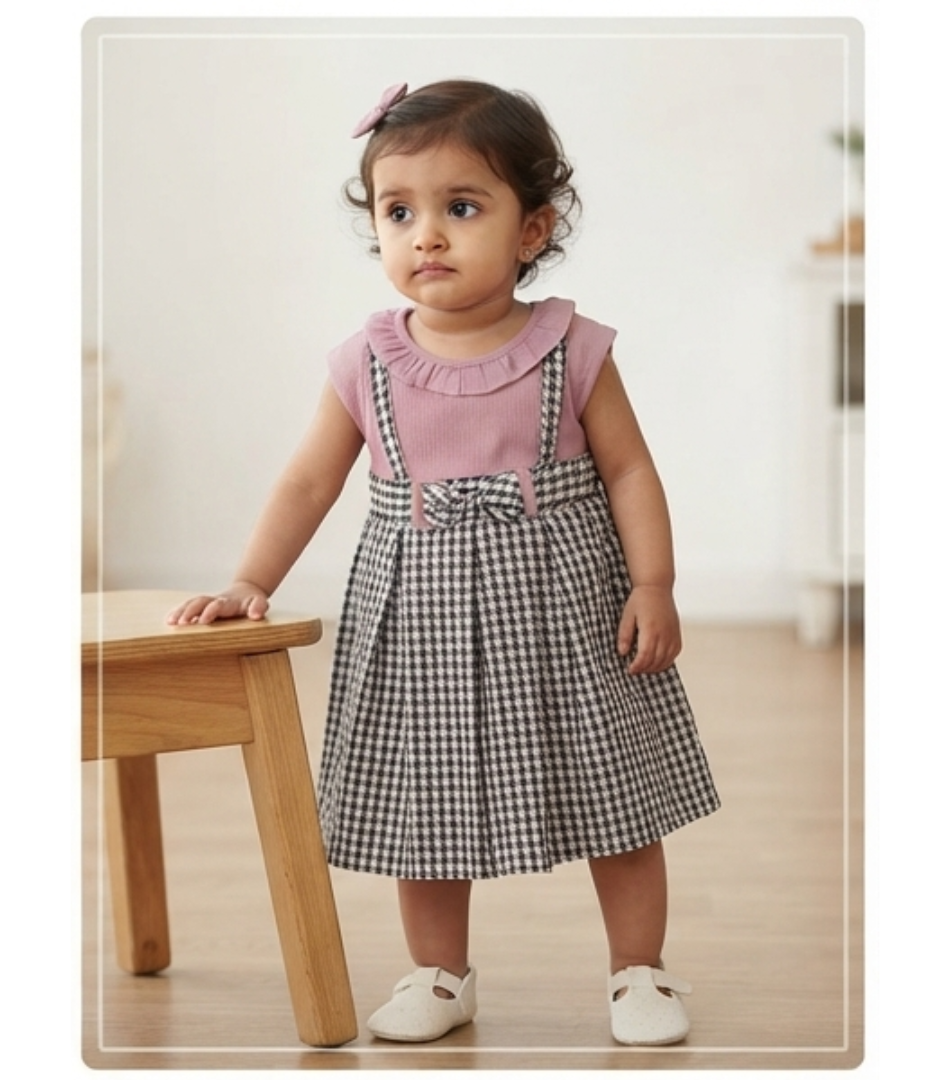 Charming Pink & Houndstooth Toddler Dress