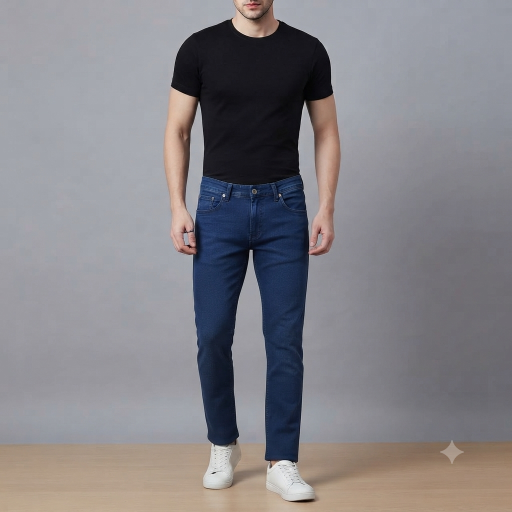 Men's Classic Solid Slim-Fit Denim Jeans