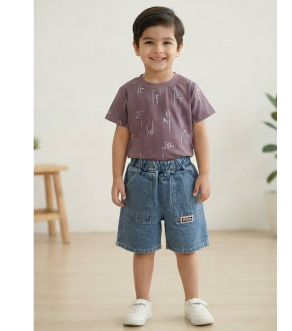 Casual Denim Shorts with Elastic Waist