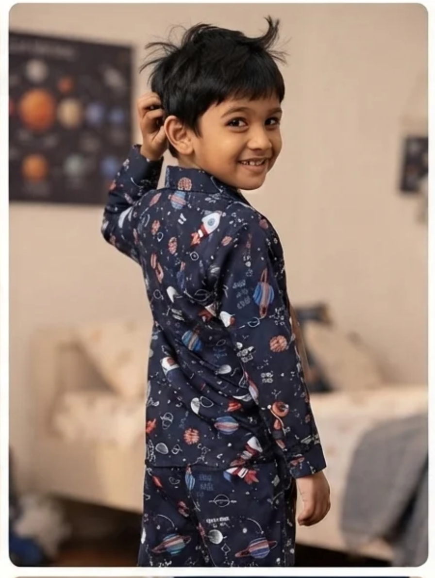 Kids Space-Themed Night Suit & Lounge Set