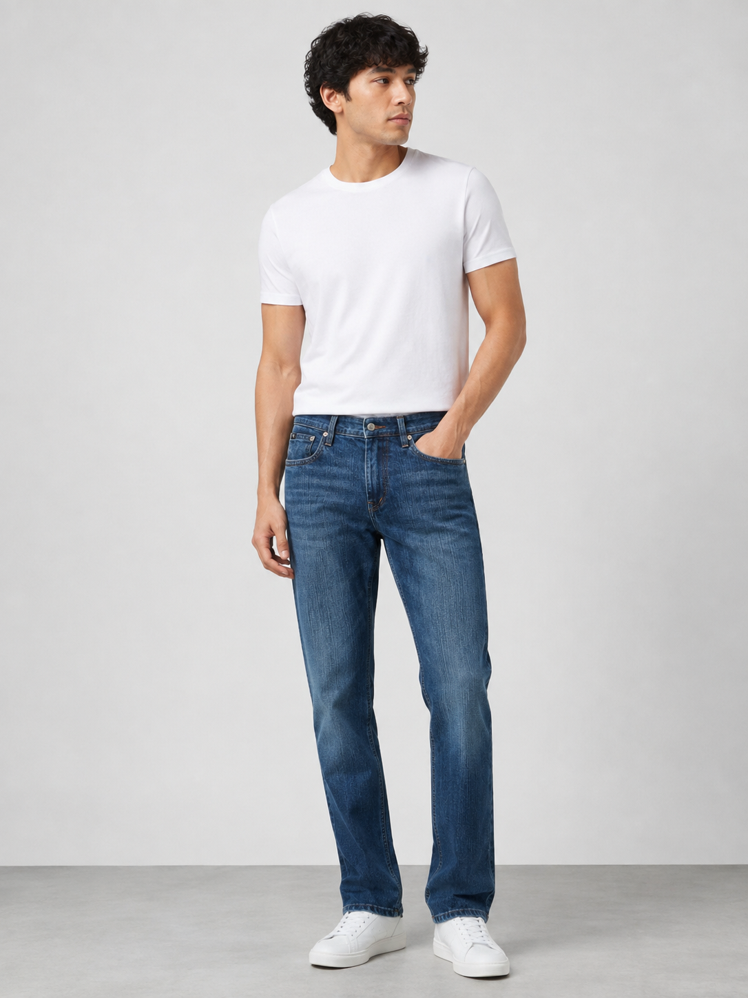 Classic Medium-Wash Straight-Fit Jeans