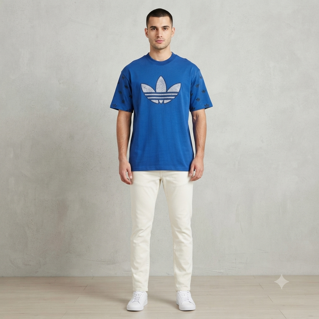 Royal Blue Trefoil Graphic Streetwear T-Shirt