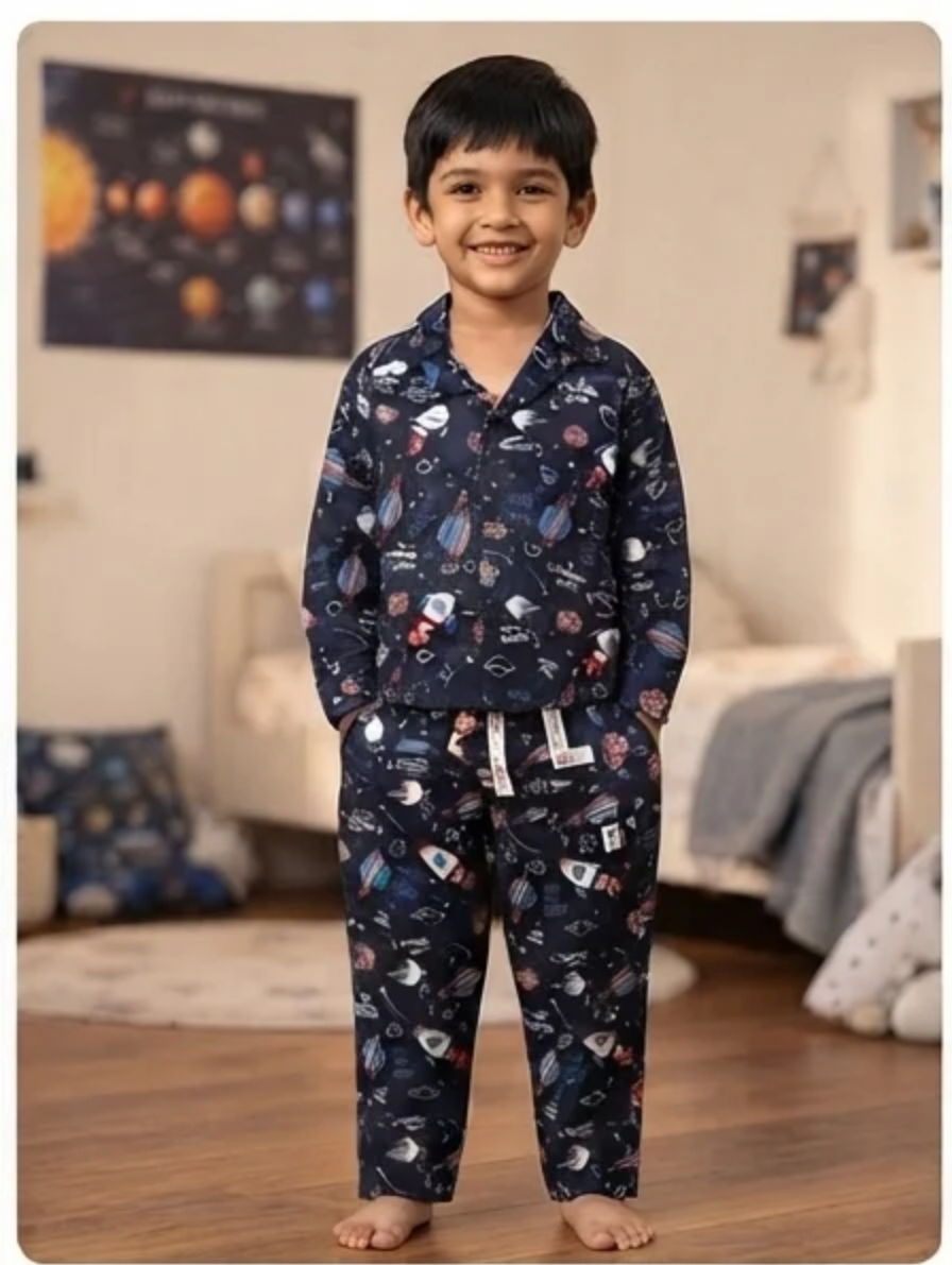 Kids Space-Themed Night Suit & Lounge Set
