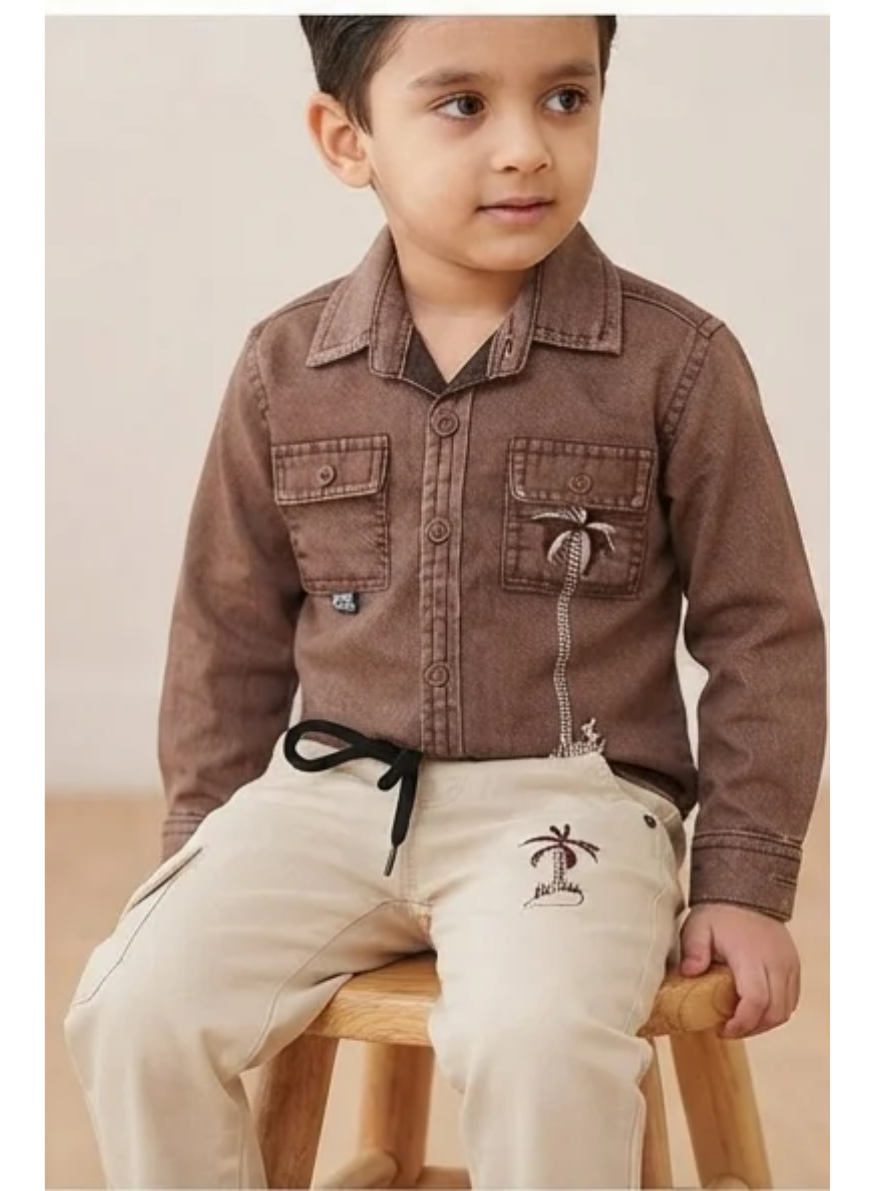 Denim Shirt & Cargo Pants Set