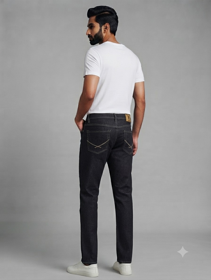 Dark-Wash Distressed Slim-Fit Jeans