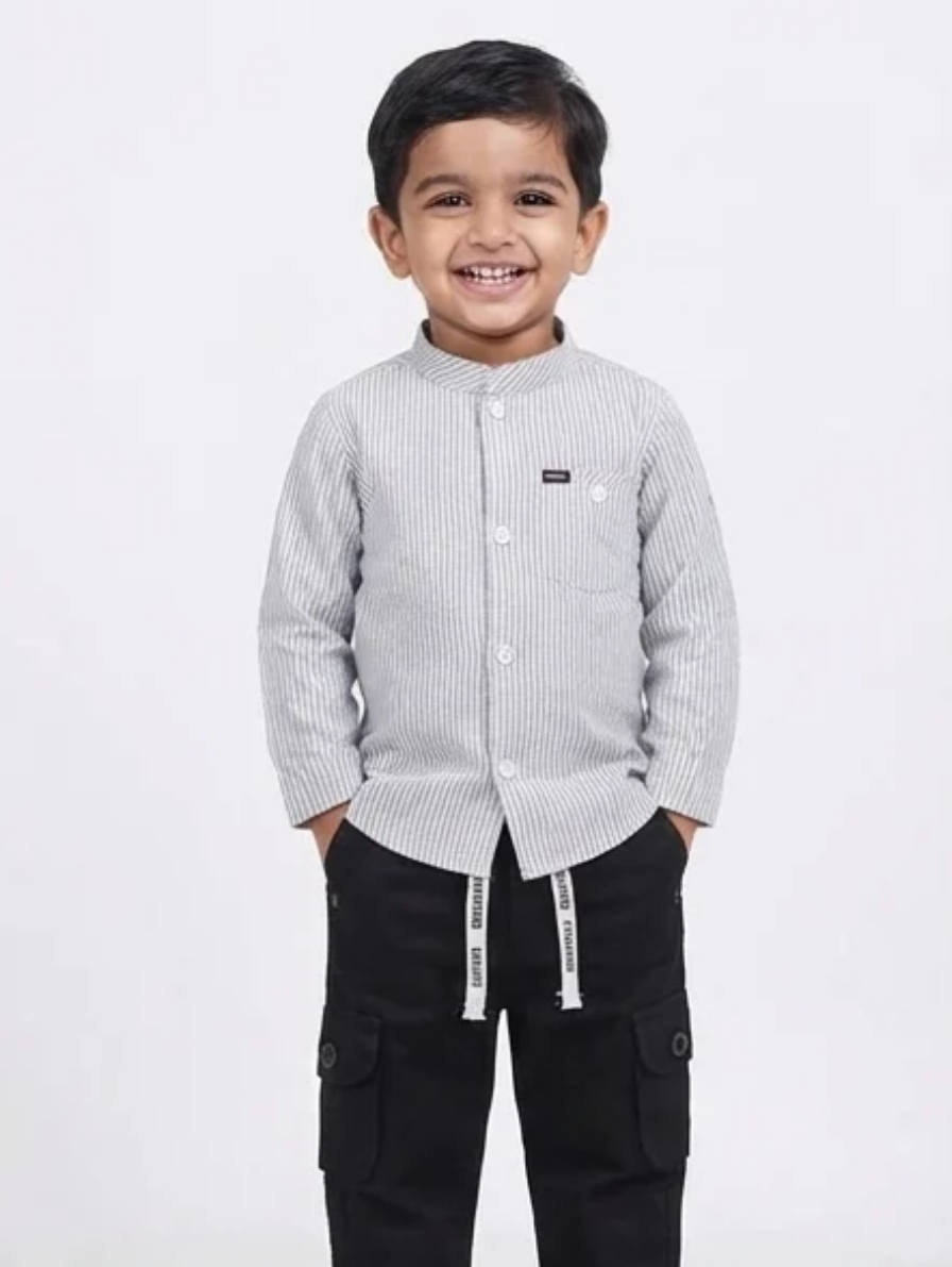 Boys Striped Shirt & Cargo Pants Set