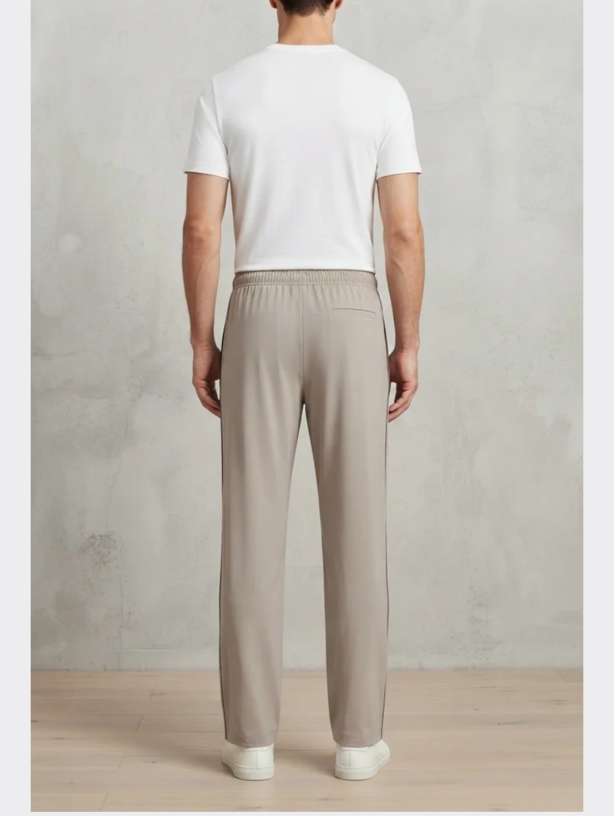 Taupe-Beige Casual Drawstring Trousers