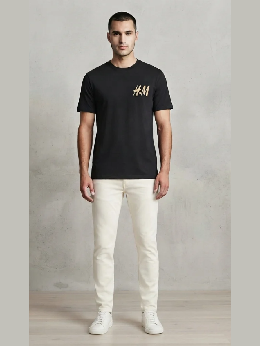 Black H&M Oversized Graphic Back-Print T-Shirt