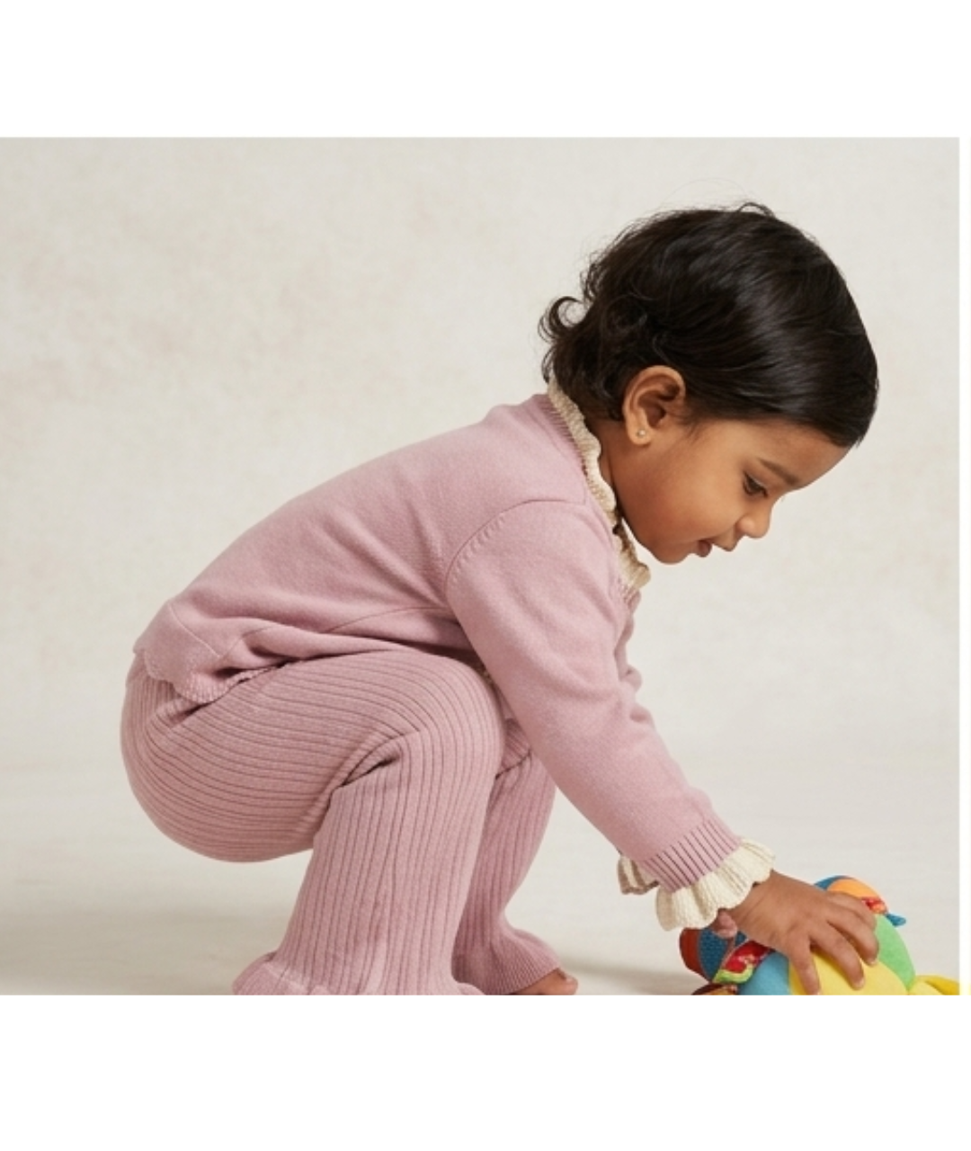 Toddler Girls Vintage Lace-Trimmed Knit Co-Ord Set – Dusty Rose