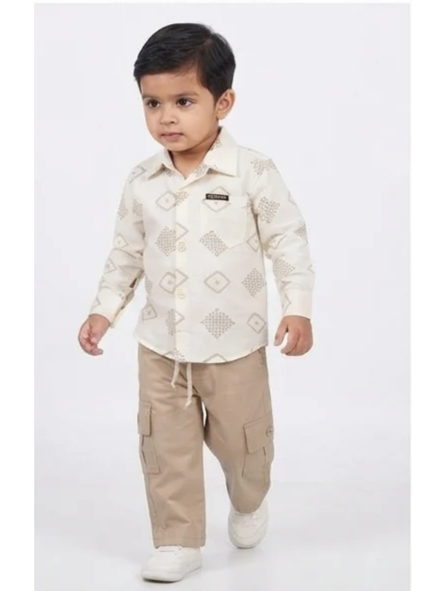 Boys Geometric Print Shirt & Cargo Pants Set