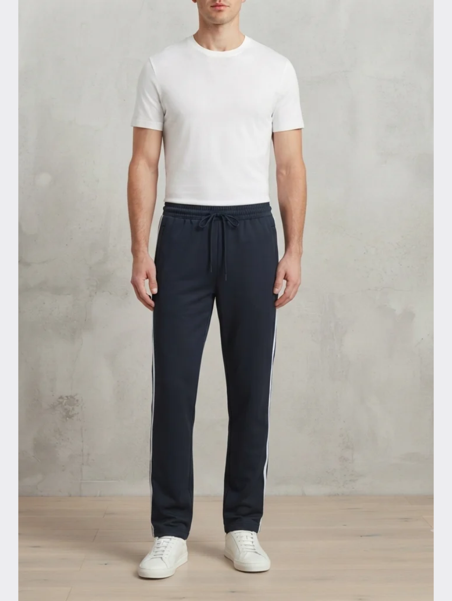 Navy Blue Athletic Track Trousers