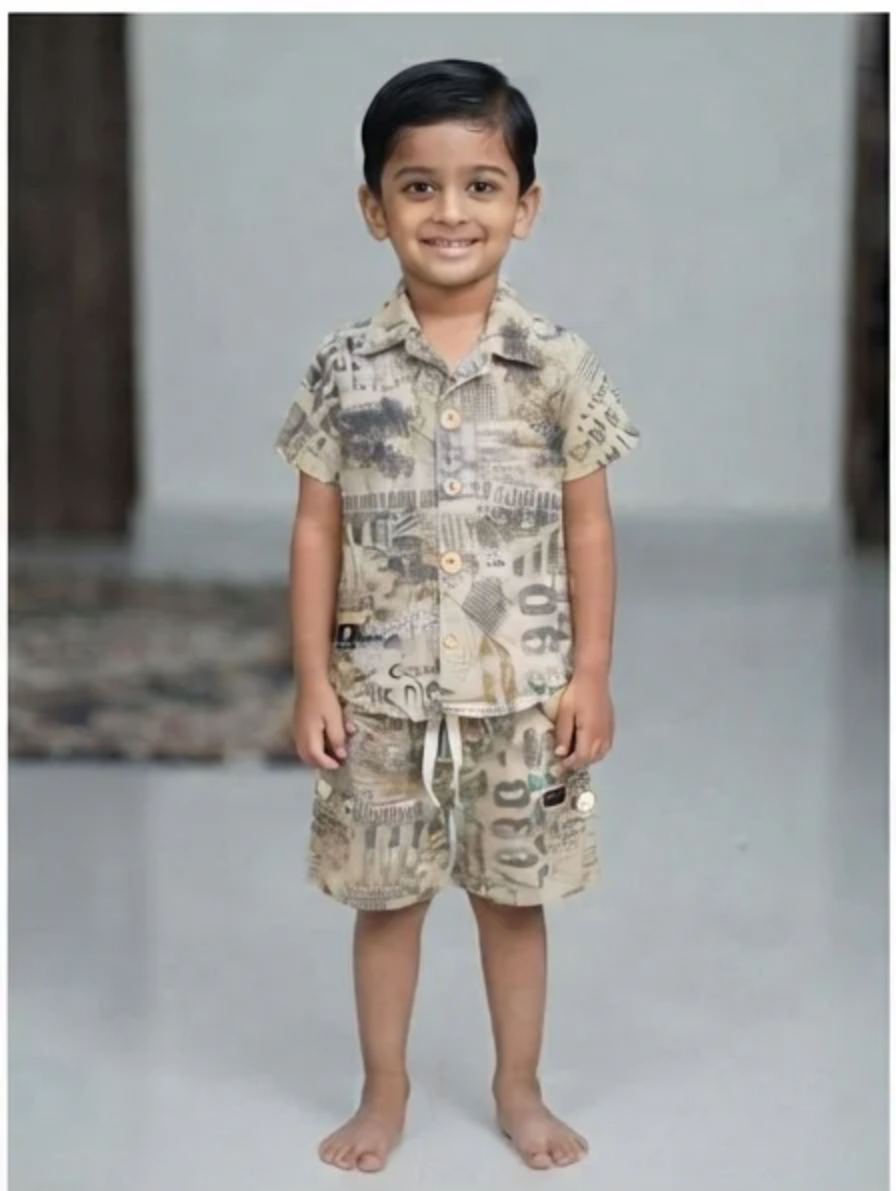 Kids Printed Casual Shirt & Shorts Set