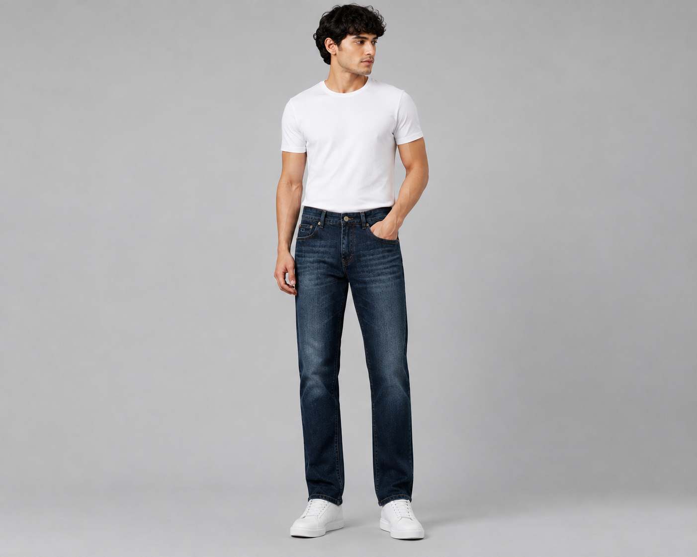 Men’s Dark Blue Straight Fit Jeans – Classic Denim