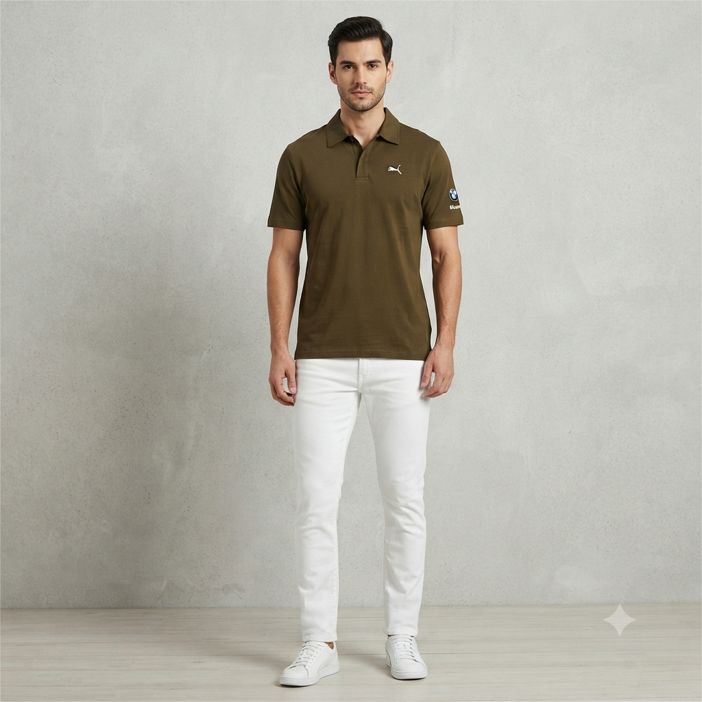 Olive Green Puma x BMW Motorsport Polo T-Shirt