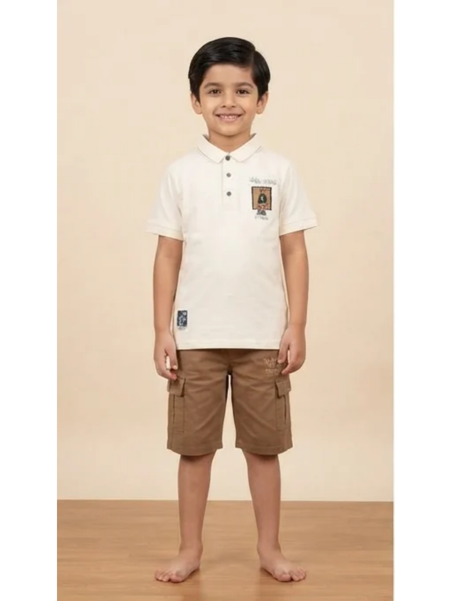 Graphic Polo & Cargo Shorts Set