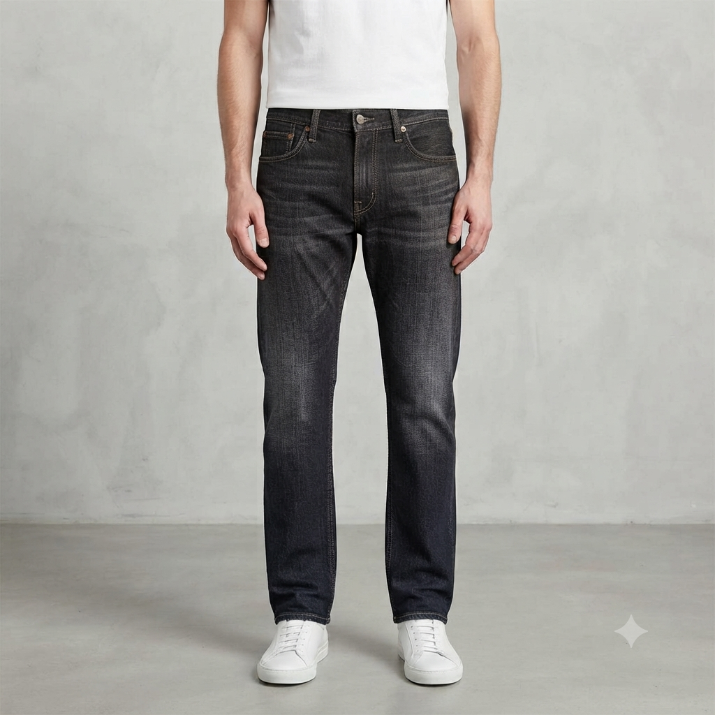 Men's Classic Washed Black Denim Jeans