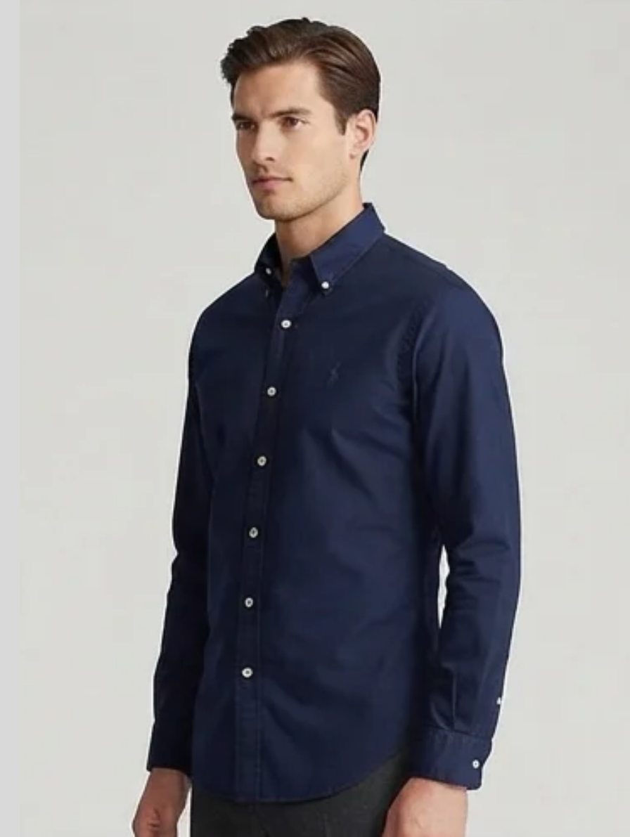 Classic Navy Oxford Button-Down Shirt for Men