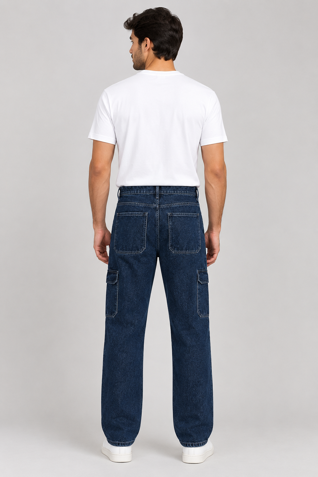 Men's Classic Indigo Cargo Jeans with Utility Pockets
