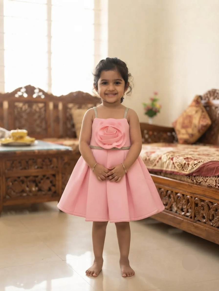 The Petal Perfection A-Line Dress with Embellished Straps