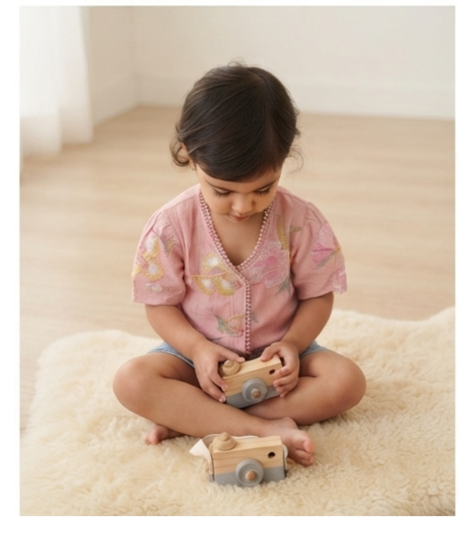 Blossom Embroidered Pink Top & Denim Shorts Set