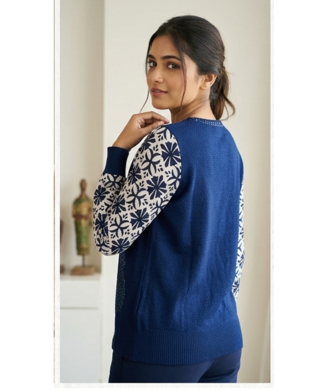 Women's Pristine White High-Neck Cotton Lace & Cutwork Embroidery Blouse