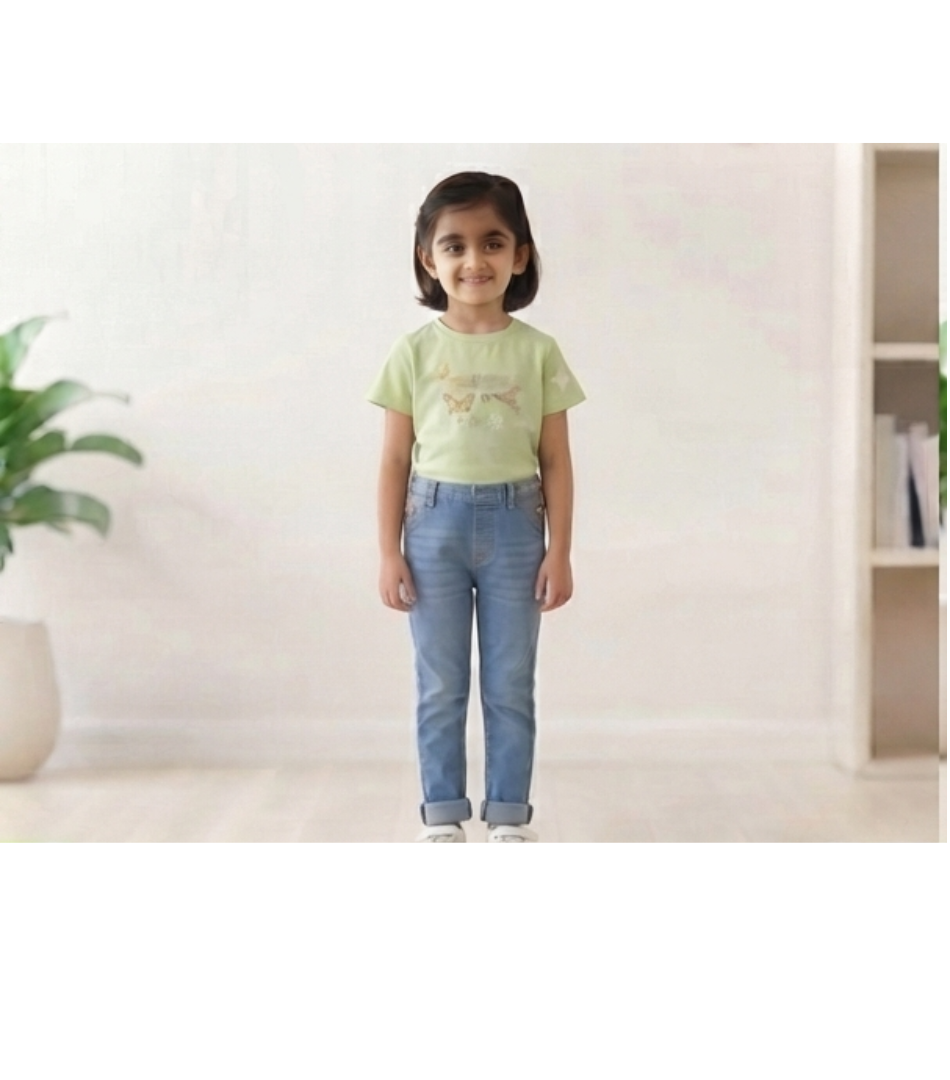 Pastel Green Butterfly Appliqué T-Shirt