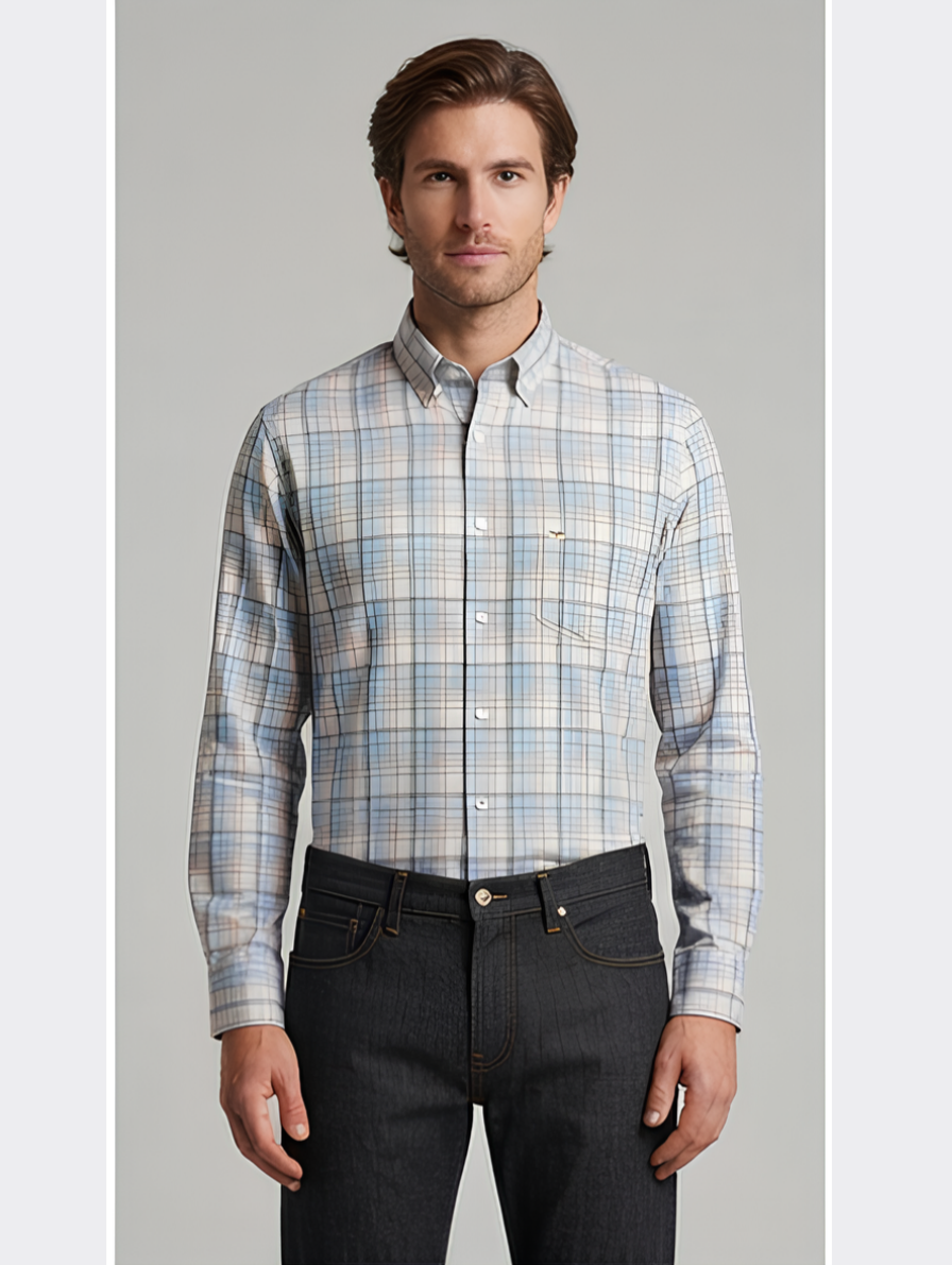 Casual Checked Long-Sleeve Shirt