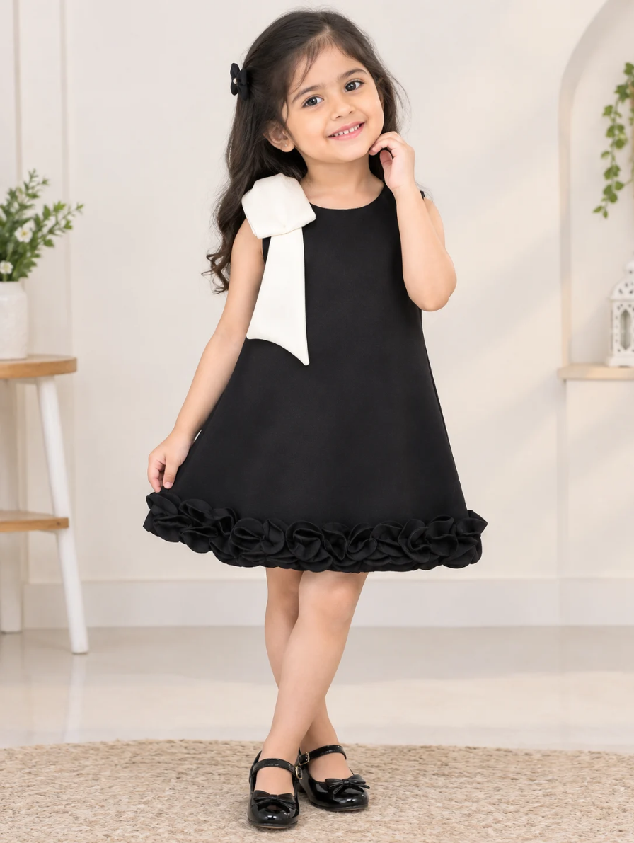 The "Bow & Ruffle" Black Occasion Dress