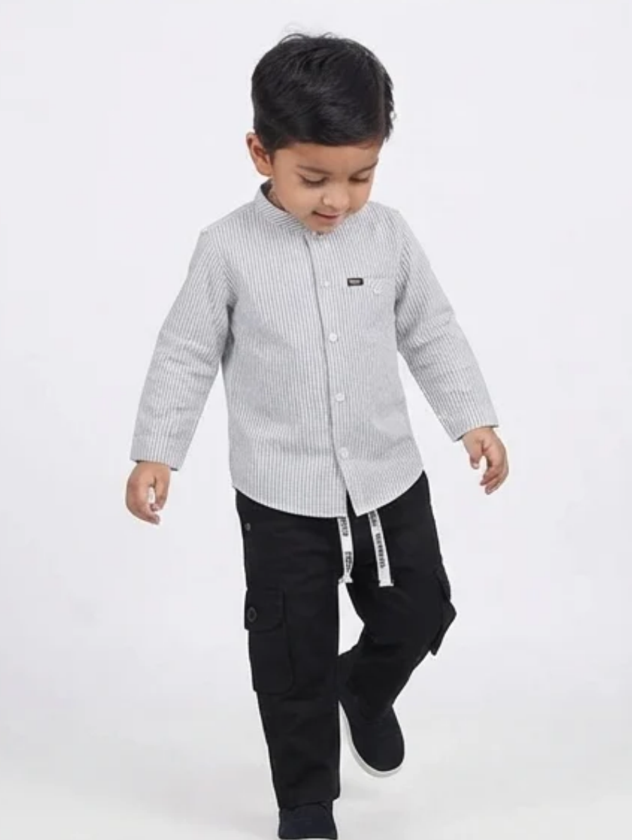 Boys Striped Shirt & Cargo Pants Set
