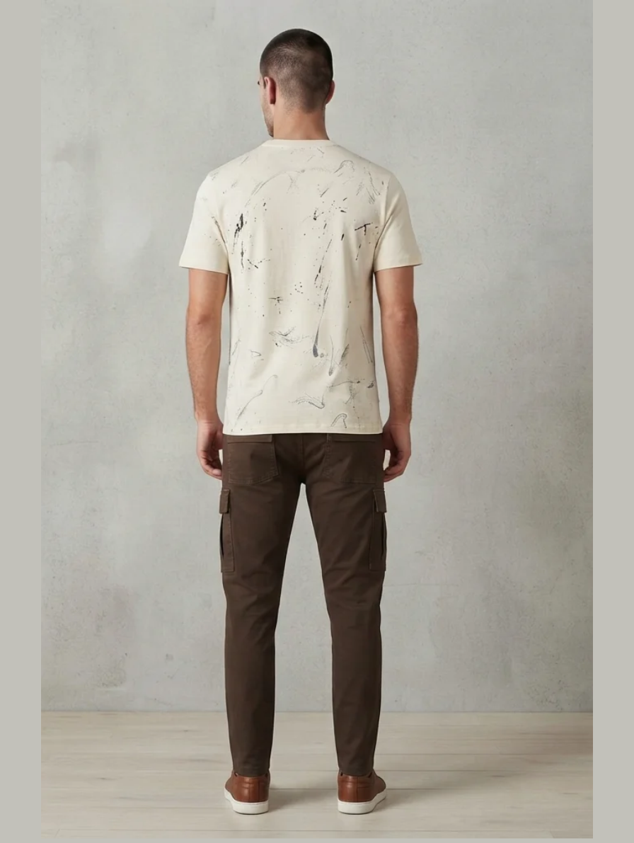 Off-White "God Speed Brand" Paint-Splatter Streetwear T-Shirt