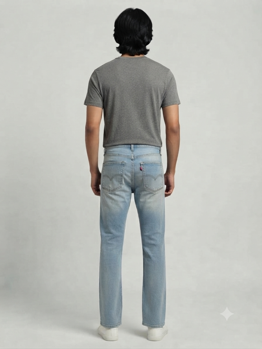 Men's Light Wash Distressed Straight-Fit Jeans