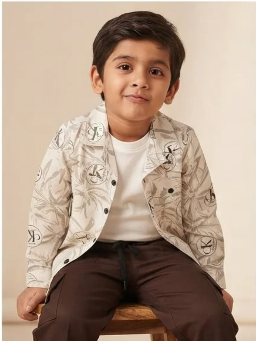 Little Trendsetter | Boys' Monogram Jacket & Cargo Pants Set