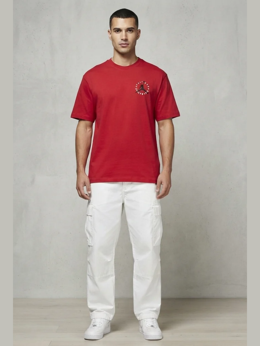 Red Jordan Graphic Streetwear T-Shirt