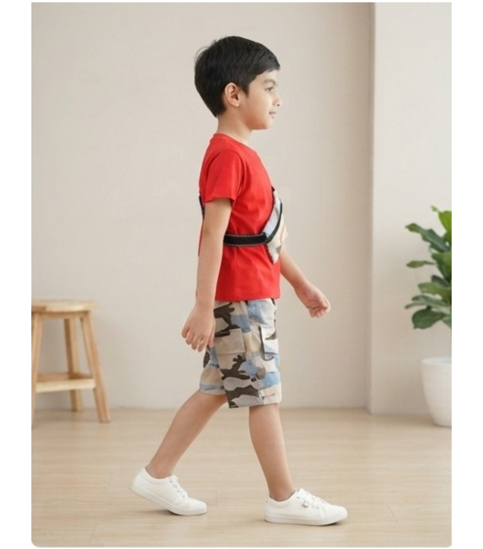 Vibrant Red Tee with Camo Crossbody Bag and Pants Set