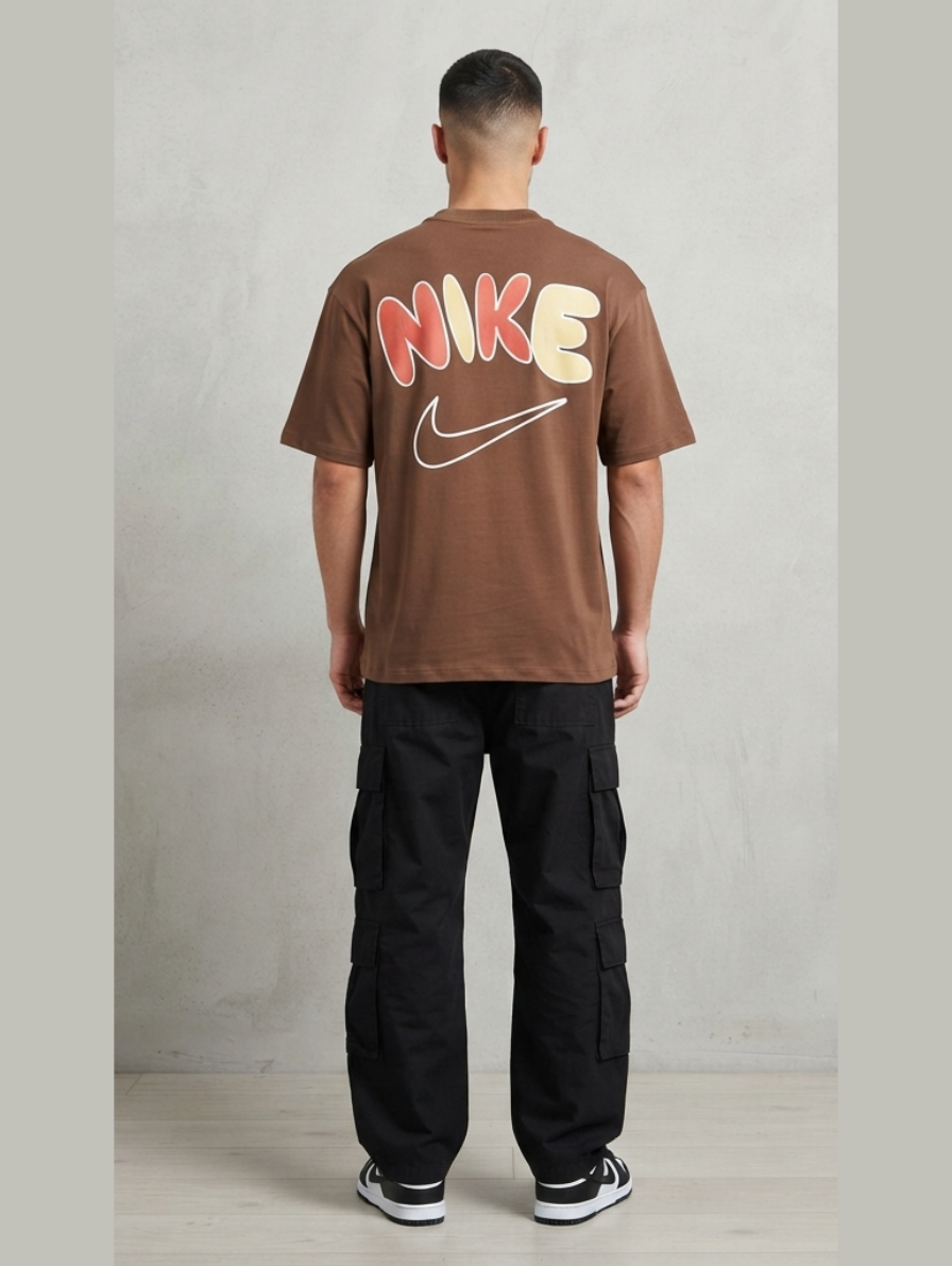 Brown Nike Oversized Streetwear Graphic T-Shirt
