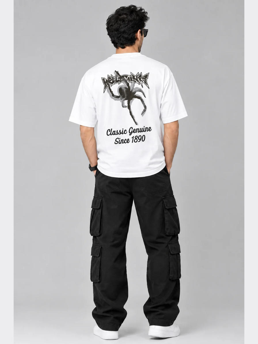 White "Classic Genuine Since 1890" Spider Graphic T-Shirt