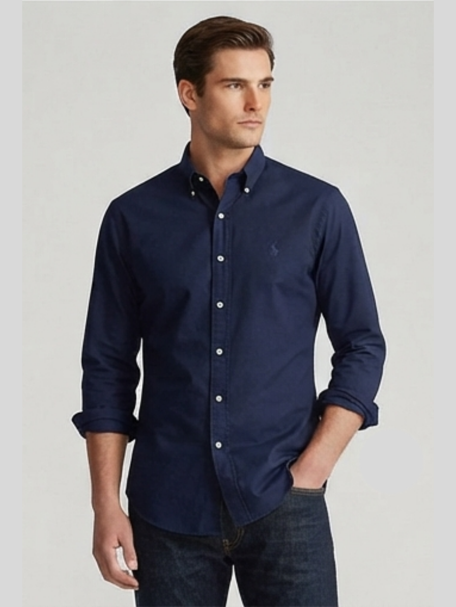 Classic Navy Oxford Button-Down Shirt for Men