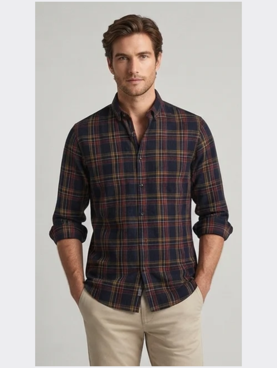 Casual Checked Long-Sleeve Shirt