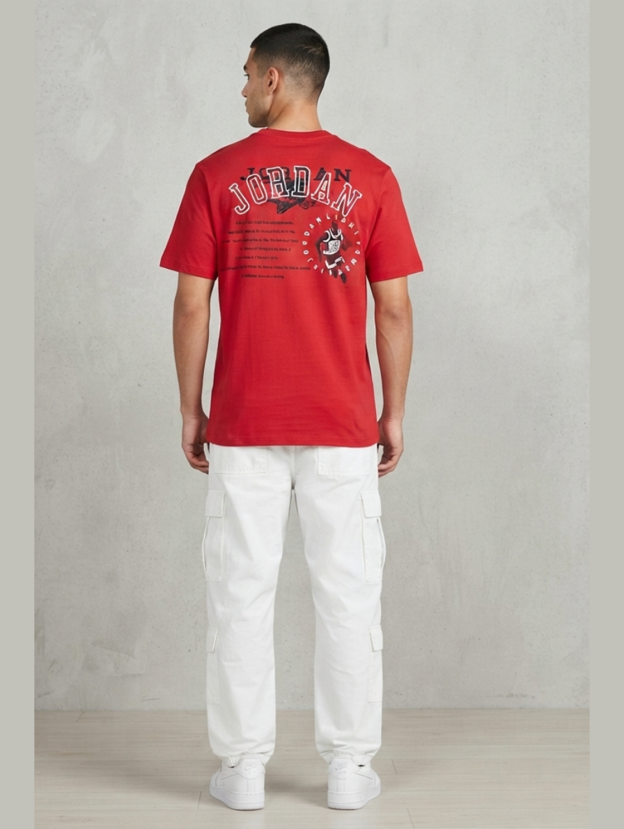 Red Jordan Graphic Streetwear T-Shirt