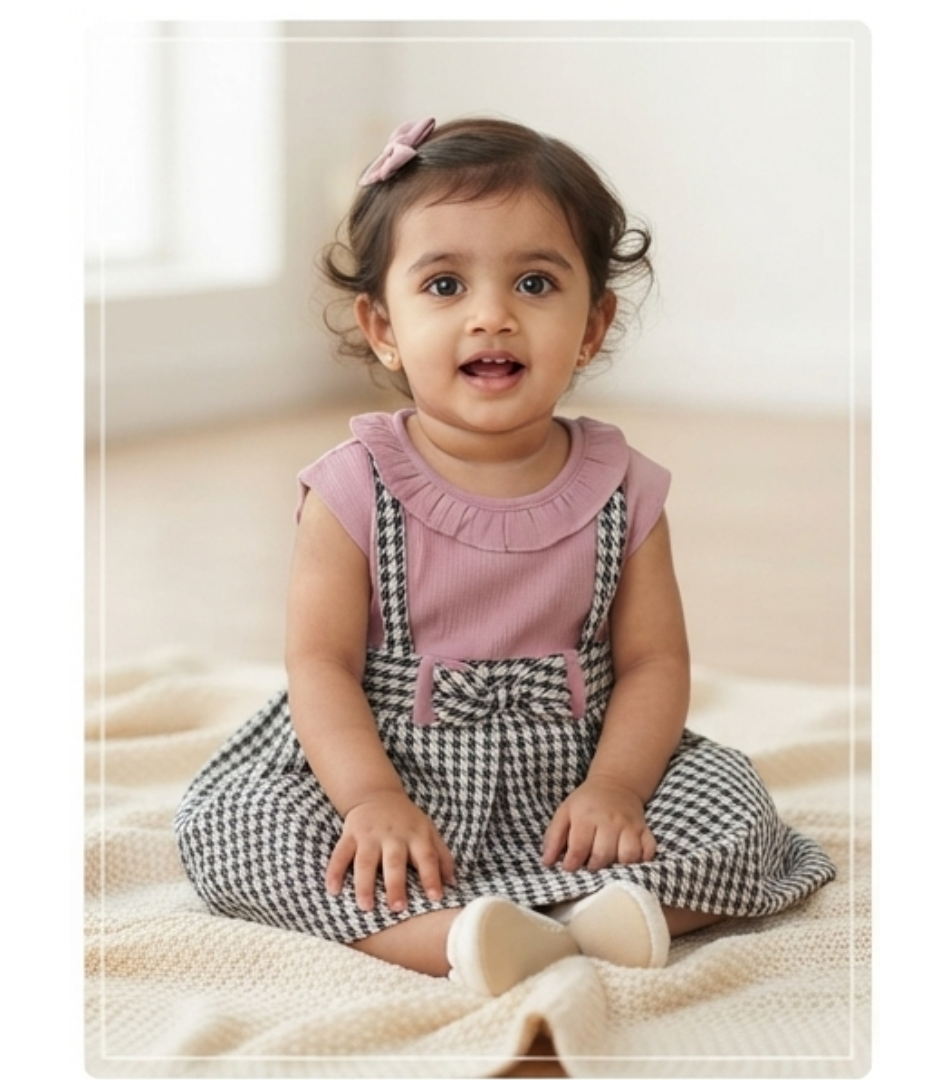 Charming Pink & Houndstooth Toddler Dress