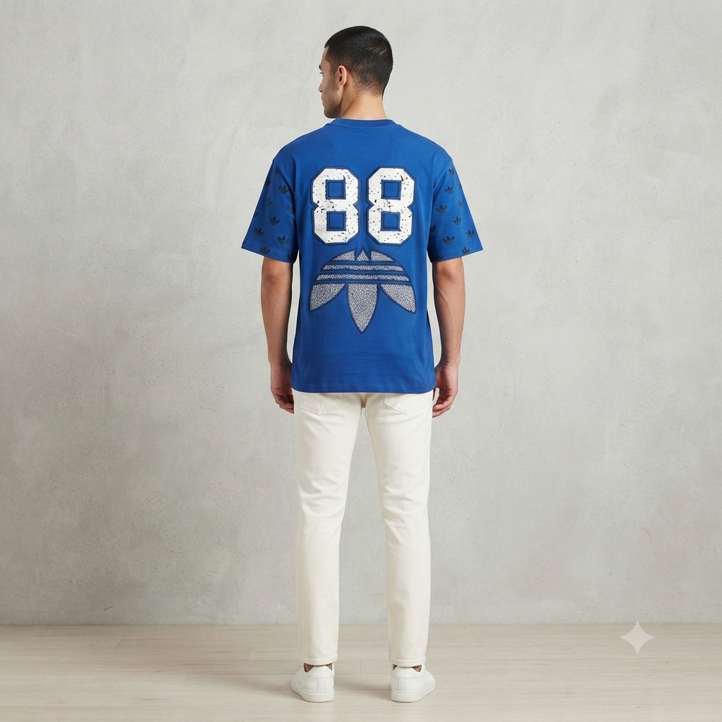 Royal Blue Trefoil Graphic Streetwear T-Shirt